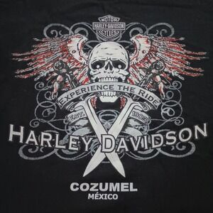 Harley Davidson T shirt Men's 3XL VTG Cozumel Mexico Eagle Black